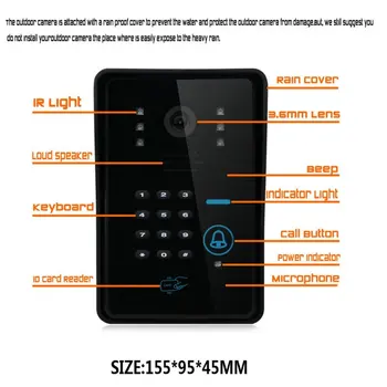 7 colių Spalvotas HD Touch Screen Laidinio RDA Slaptažodį Vaizdo Durų Telefonu Skambinti Su infraraudonųjų SPINDULIŲ Kamera 200M Nuotolinio Valdymo Sistema, Domofonas