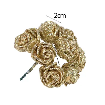 72/144pc Mini 2cm Aukso Rožinė Rožė Raudona Blizgučiai Gėlių Dirbtinių Rožių Gėlių į 