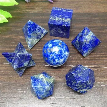 7pcs/set Blue Lazuritas Platoniškosios Kietasis Geometrinis Nustatyti Chakra Reiki Healing Kristalų 2019 Naujas