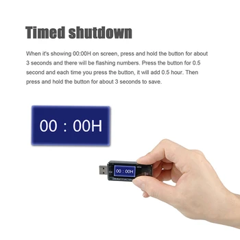 8In1 USB Stebėti Matuoklis Skaitmeninis LCD Detektorius Testeris Talpa Įtampa Srovės Laiko Galios Temperatūra Watt 4-30 V 0-5a 12V 24V