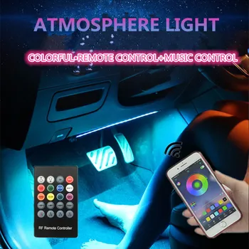 8M RGB Garso Aktyvus EL Neonas, Juostelės Šviesos APP LED Automobilio Salono Šviesos Daugiaspalvis 