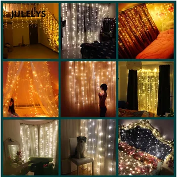 8M x 3m 800 Lempučių, LED Užuolaidų Pasakų Žibintai Kalėdinė Girlianda, Vestuvių Miegamasis Dekoracijos Namuose Šalis Sodo Atostogų Apšvietimas