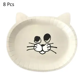 8PCS Cute Kačių Modelis Sutirštės Vienkartiniai Popieriaus Plokštės Tortas Plokštelės Grilis Plokštės Šalies Prekių