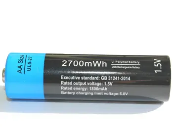 8pcs Etinesan 1,5 V 2700mWh AA Li-polimero USB įkraunama ličio li-ion akumuliatoriai, greitai, nemokamai su įkrovimo kabelis