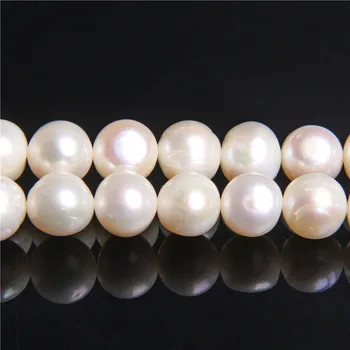 9-10mm Gamtos Perlas Klasės AA Nekilnojamojo Gėlavandenių Perlų Karoliukus, Retas Bulvių Apvalių Perlų Karoliukai Papuošalai Priėmimo 
