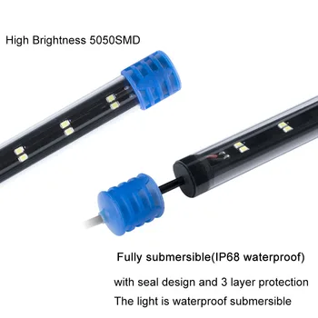 90-260V Akvariumas Šviesos diodų (LED) Vandeniui Žuvų Bakas Įrašą Šviesos Povandeninis Dekoras Apšvietimas, Povandeninis Žibintas Augalų Auga Lempos 24-54CM