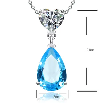 925 Sterlingas Sidabro Karoliai, Pakabučiai Moterų Paprasta Sapphire/Ruby Vandens Lašas Nuotakos Vestuvių Fine Jewelry Pakabukas Nr. Grandinės