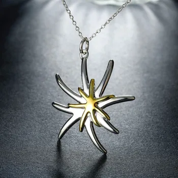 925 Sterlingas Sidabro Papuošalų Mados Starfish Pendant Karoliai Paprasta Stiliaus Išskirtinį Mielas Moterų Fine Jewelry Aukščiausios Kokybės