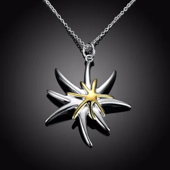925 Sterlingas Sidabro Papuošalų Mados Starfish Pendant Karoliai Paprasta Stiliaus Išskirtinį Mielas Moterų Fine Jewelry Aukščiausios Kokybės