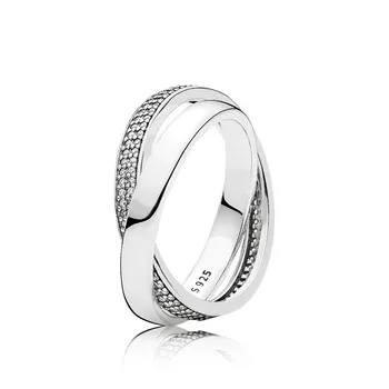 925 Sterlingas sidabro Sidabro Spalvos Žiedai, Papuošalai Logotipas Parašas Kristalų Visos Širdies Žiedas Kalėdų dovana, Papuošalai