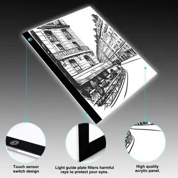 A3/A4/A5 Diamond tapybos rinkiniai LED Grafinis Planšetinis Rašyti šviesdėžės Sekimo Valdybos Kopijuoti Pagalvėlės Skaitmeninis Tabletė Kopijuoti Lentelėje LED šviesos