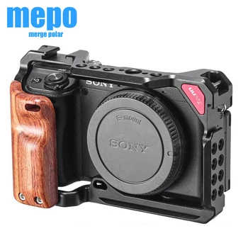 A6400 Kamera Cage Kit for Sony A6300 / A6400 / A6500 Kamera Su medžio Rankena Šalto Batų 1/4 3/8 Varžtas Mikrofonas LED Šviesos