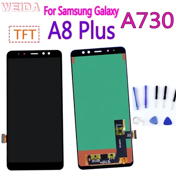 A730 LCD Ekranas Samsung Galaxy A8 Plius A8+ 2018 Jutiklinis Ekranas skaitmeninis keitiklis Asamblėjos A730F A730F/DS A730x atsarginės Dalys