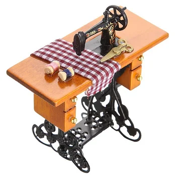 ABWE Geriausia Pardavimo Retro Miniatiūriniai Lėlių Baldai, Siuvimo Mašina su Priedu Medienos, Metalo