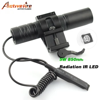 Activefire 5W 850NM IR LED Žibintuvėlis LED Naktinio Matymo Fakelas 38mm objektyvas Infraraudonųjų spindulių Šviesos Reguliuojamas Zoomable Fakelas Medžioklės