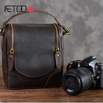 AETOO Crazy horse odinis fotoaparato krepšys odinės retro literatūros pirmo sluoksnio odos peties neišmes vyrų fotografijos krepšys