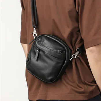 AETOO Vyrų pečių maišą, mini stiletto maišelį, atsitiktinis karvės odos vyriški krepšys