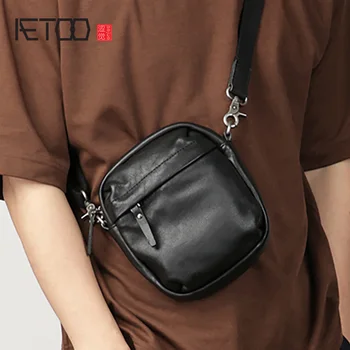 AETOO Vyrų pečių maišą, mini stiletto maišelį, atsitiktinis karvės odos vyriški krepšys