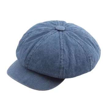 [AETRENDS] Džinsinio audinio Medvilnės Aštuoniakampis Kepurės Moterims, Vyrams, Britų Stiliaus Vintage Hat Moteris Kepurės chapeau femme Z-6844