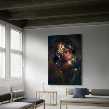 Afrikos Meno Moteris Drobė ant Sienos Tapyba, Dekoratyvinės Dailės Nuotrauką Juoda Mergaitė, Plakatų ir grafikos Kambarį Miegamojo Puošimas