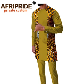 Afrikos Vyrų Drabužiai Print Marškinėliai ir Ankaros Kelnės 2 Gabalas Komplektus Genčių Tracksuit Plius Dydis Atspausdinta Drabužius A2016033A