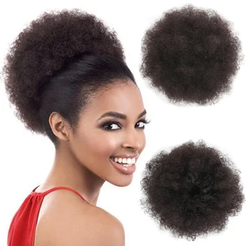 Afro Sluoksniuotos Sintetinių Plaukų Bun Chignon Hairpiece Moterų Raišteliu Plaukai Surišti Į Uodegą Keistą Garbanotas Šukuosena, Letena Įrašą Plaukų Priauginimas 8 Colių