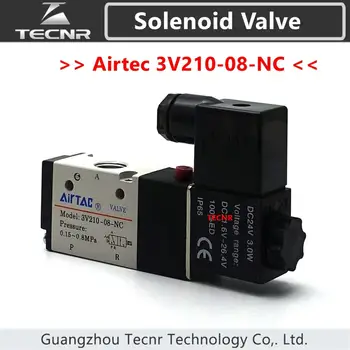 Airtec Solenoid Valve 3V210-08-NC 220V 24V du trys vožtuvas paprastai uždarytas elektro magnetinis vožtuvas