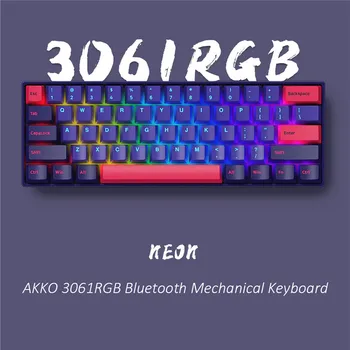 AKKO3061 Neon Mechaninė Klaviatūra 61 Klavišų Gateron Jungiklis RGB Apšvietimas Bluetooth5.0 Belaidžio PBT Keycap Kompiuterinių Žaidimų Klaviatūra