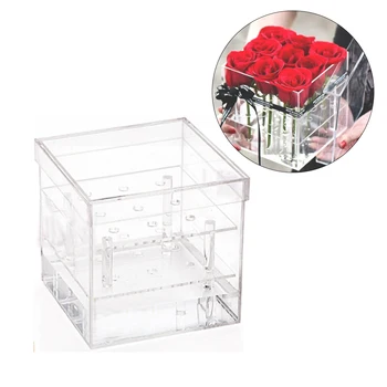 Akrilas Skaidri Daugiafunkcinis Organizatorius Rožių Gėlių Laikymo Dėžutė Su Dangčiu Valentino Dienos Dovana Floristas Gėlių Pakavimo Dėžės