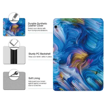 Akvarelė Odos Tablet Stand Padengti Atveju, Huawei MediaPad T3 8 10/T5 10 Sulankstomas Kritimo Atsparumo Apsaugos Atveju