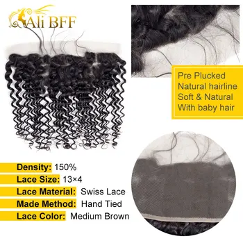 ALI BFF Plaukai Giliai Banga Ryšulius Su Priekinės Brazilijos Plaukų Nėriniai Priekinio Uždarymo Su Pluoštas Remy Human Hair Ryšulius Su Priekinės