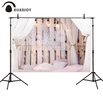 Allenjoy boudoir fotografijos foną, miegamasis palėpėje dream catcher plunksnų pagalvėlė fone, photocall photophone foto studija