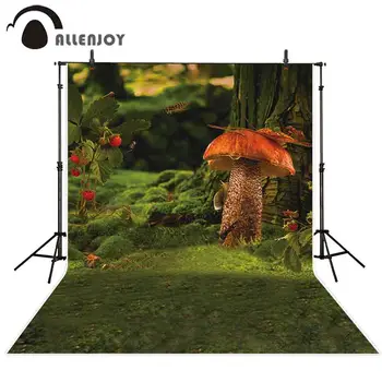 Allenjoy fotografijos fonas grybų pasakų miško stebuklų žolės fono nuotrauką šaudyti prop photocall apdaila