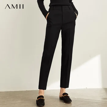 Amii pavasario profesinės kostiumas kelnės moterims nauji aukštos juosmens laisvalaikio juoda devynių taškų kelnės dūmų vamzdžių kelnes 11940443
