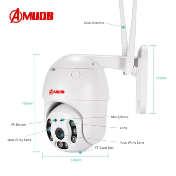 AMUDB 1080P PTZ IP Kamera Lauko Speed Dome Belaidžio Wifi Saugumo Pan Tilt 8X Digital Zoom Tinklo Stebėjimo kamerų