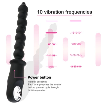 Analinis Granulės Vibratorius Prostatos Massager Butt Plug 10 Režimai Sekso žaisliukai Vyrams Vyrų Masturbator Vibruojantis Analinis Kaištis Clit Stimuliatorius
