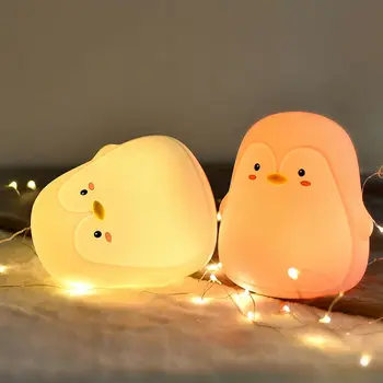 Animacinių filmų Pingvinas Lempos, LED Paglostyti Lempa USB Įkrovimo Lova Šviesos Kūrybos Lemputė Dovanų
