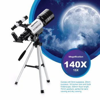 AOMEKIE Teleskopas 70mm Objektyvas su Kompaktiškas Trikojis Finderscope Pradedantiesiems Dekoracijos Mėnulis Žiūrėti HD 15-140X Monokuliariniai Vaikų Dovanų