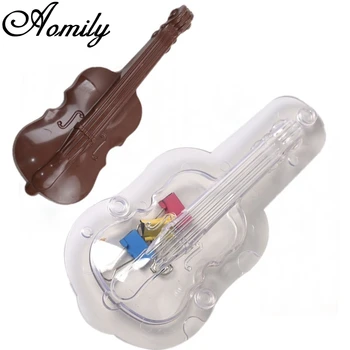 Aomily 3D Gitaros Formos Plastiko Šokoladinis Pyragas Pelėsių Polikarbonato Želė Saldainiai Ledo Pelėsių Naminis Desertas 