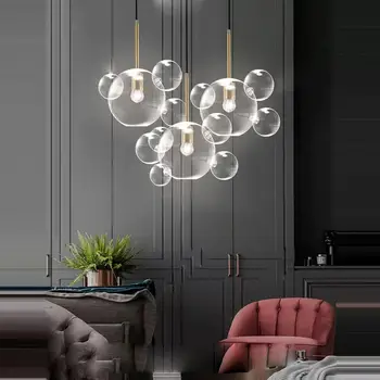 Art Deco LED E27 Stiklo Burbulas Auksas, Sidabras Dizaineris Pakabos Šviestuvas Lampen Sieniniai šviestuvai.Pakabukas šviesos Valgomasis Kambarys