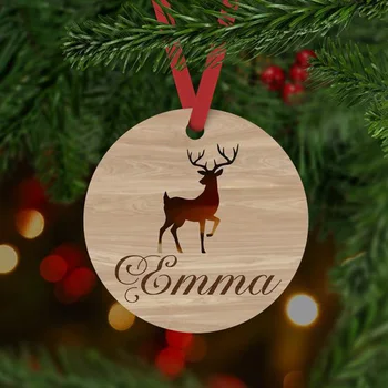 Asmeninį pavadinimas Elnių Kalėdų Eglutės Kabinti ornamentu Kalėdų Dekoro Namų Vestuves Apdailos sumažinti Asmeninį Medienos, Kalėdų