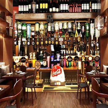Asmenybės Pritaikymas Restoranas Klubai KTV Baro Dekoras, Tapetai, 3D Vyno Butelis Foto Freskomis Europos Vintage Stiliaus tapetų
