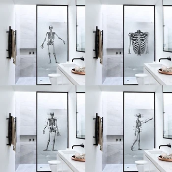 Asmenybės skeletas spausdinti Langų Plėvelė, Matinės Nepermatomos Privatumo Filmų Vinilo Lango Stiklo Lipdukai Dušo Durų Filmas Ne Klijai
