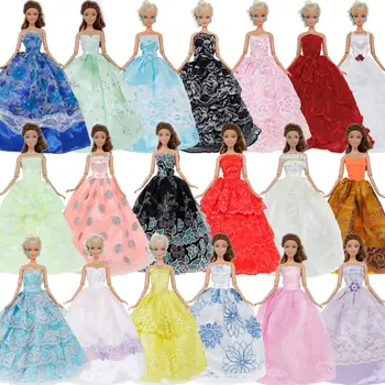 Atsitiktinis 5 Vnt. Rankų Darbo Suknelė, Vestuvės Suknelė Princesė Sijonas Drabužius Barbie Lėlės, Lėlių Priedai Kūdikių Vaikams Žaislų Rinkinys
