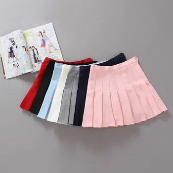 Atsitiktinis Kietas Mini pusė ilgio plisuotos sijonai moterų plius dydis aukšto liemens sijonas plonas ir anti-empty-line mini sijonas