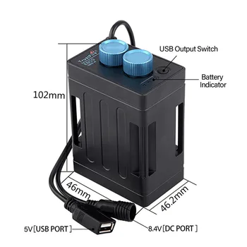 Atsparus vandeniui Portable LED Dviračio Žibintas Su 18650 Baterijos Energijos Banko USB jungtį Telefono DC 8.4 V Baterija Atveju Langelis