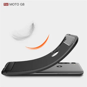 Atveju, Motorola Moto G8 Telefono Dangtelis Moto G8 atsparus smūgiams Minkštos TPU Sušukuoti Atgal Atveju, Motorola Moto G8 Fundas