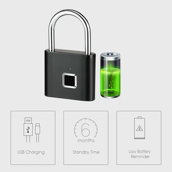 Aukso Saugumo Durų Užraktas Smart Keyless USB Įkrovimo pirštų Atspaudų Spynos Spintelę Sporto Mokyklos Cinko lydinio Metalo App Užraktas