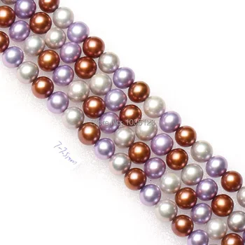 Aukštos Kokybės 7-7.5 mm Gamtos Sumaišyti Gėlavandenių Perlų Beveik Apvalios Prarasti Karoliukų Gija 15.5