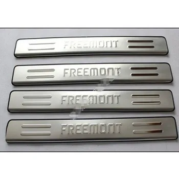 Aukštos kokybės Automobilių stiliaus Nerūdijančio plieno Durų Slenksčio Nusitrinti Plokštė, skydas lcd žingsnis raštas riba FIAT Freemont 2012-m.